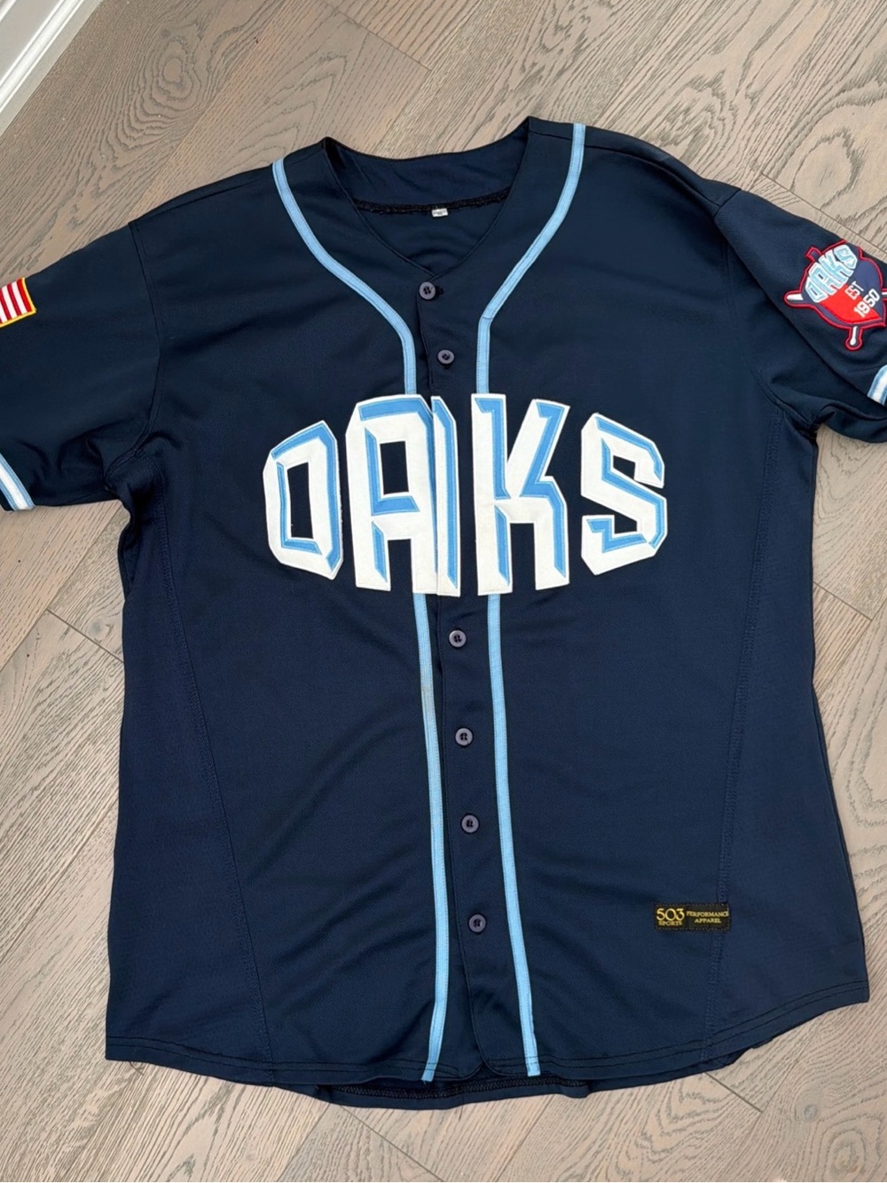 Oakland Oaks #22 throwback  Men’s XL Baseball Jersey Navy